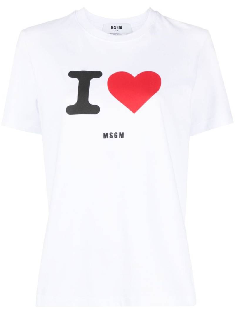 MSGM logo-flocked cotton T-shirt - White von MSGM