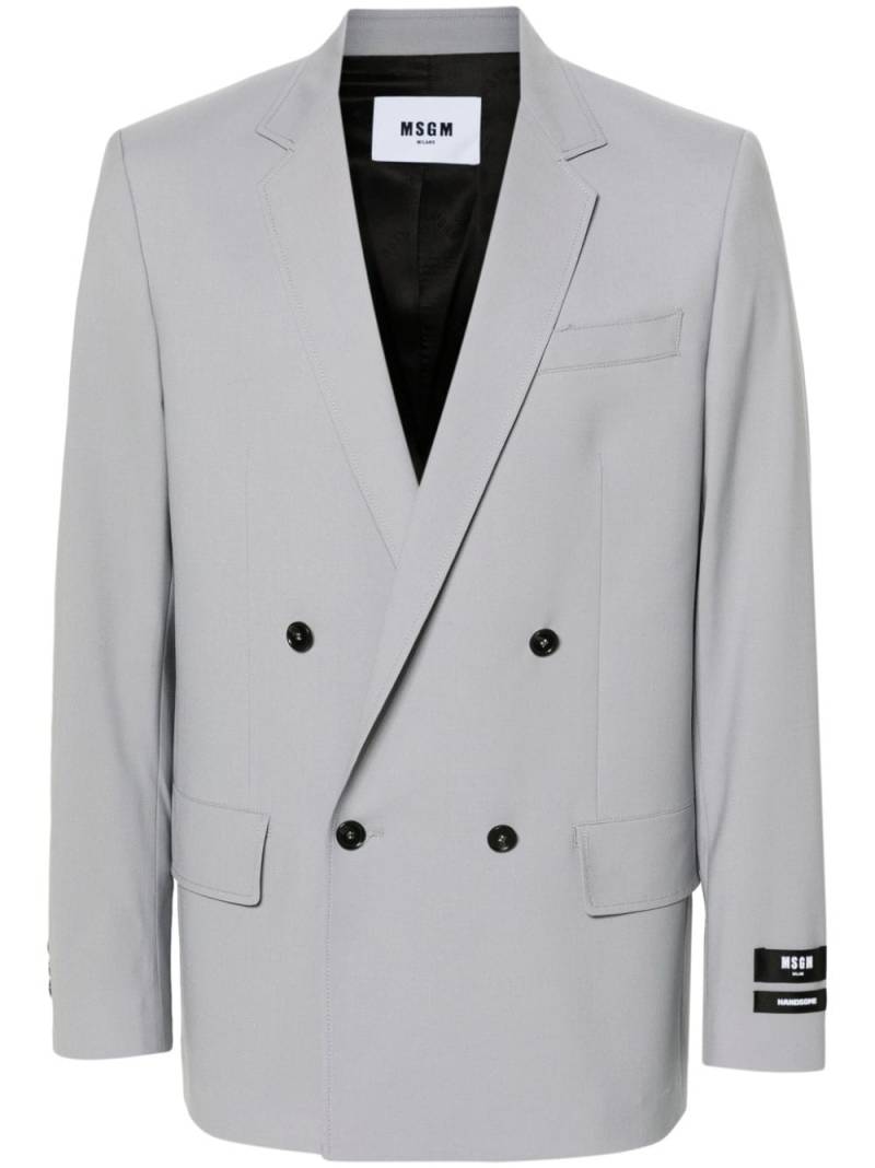 MSGM logo-patch double-breasted blazer - Grey von MSGM