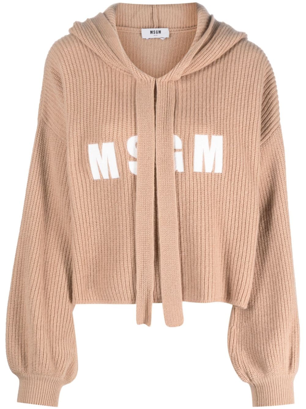 MSGM logo-patches knitted hoodie - Neutrals von MSGM