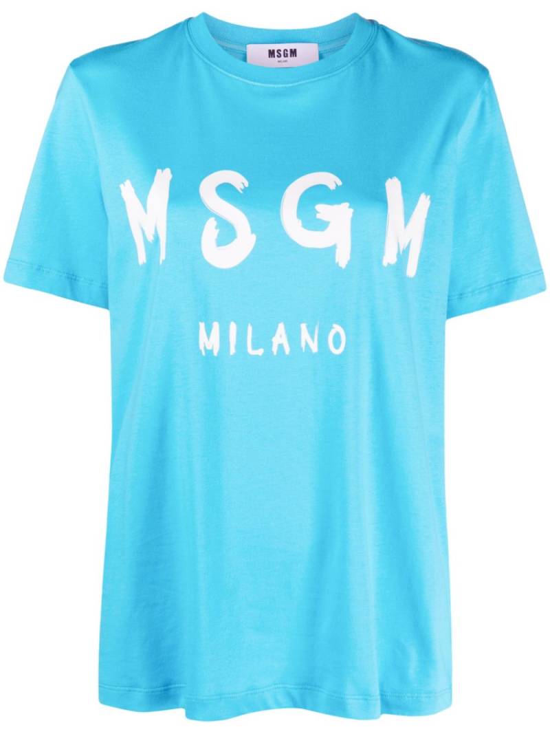 MSGM logo-print cotton T-shirt - Blue von MSGM
