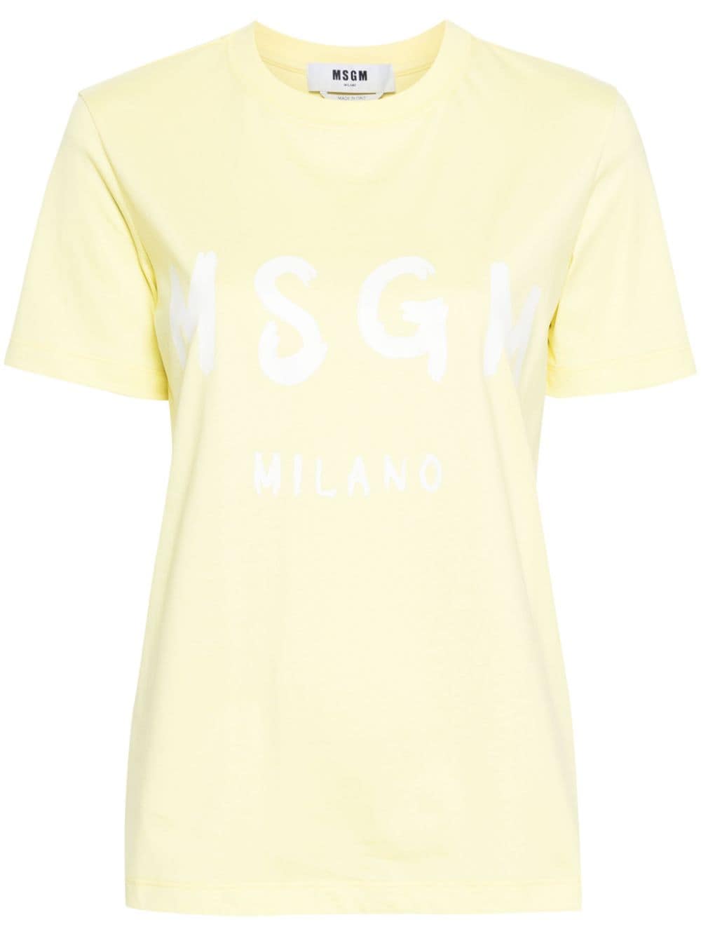 MSGM logo-print cotton T-shirt - Yellow von MSGM