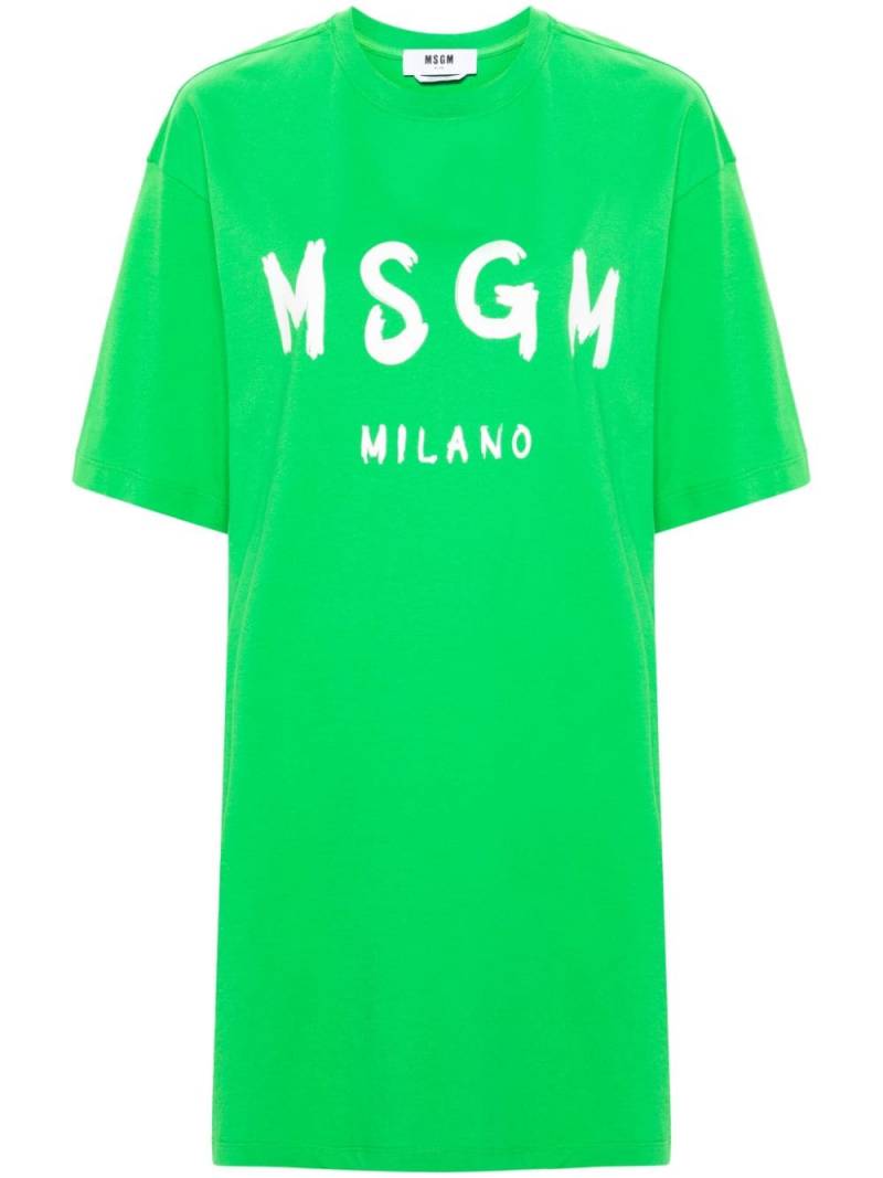 MSGM logo-print cotton T-shirt dress - Green von MSGM