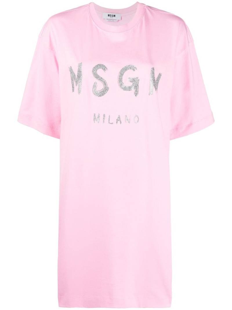 MSGM logo-print cotton T-shirt dress - Pink von MSGM