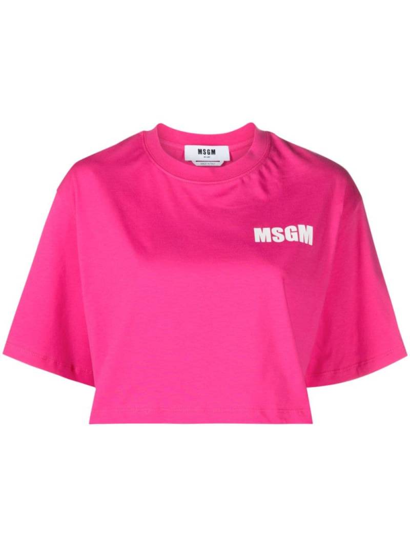 MSGM logo-print cotton cropped T-shirt - Pink von MSGM