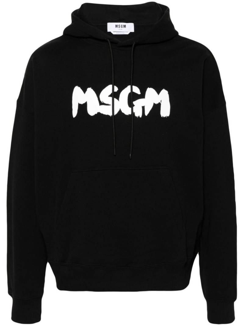 MSGM logo-print cotton hoodie - Black von MSGM