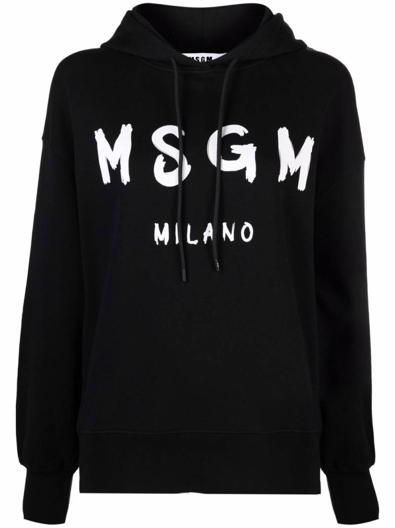 MSGM logo-print cotton hoodie - Black von MSGM