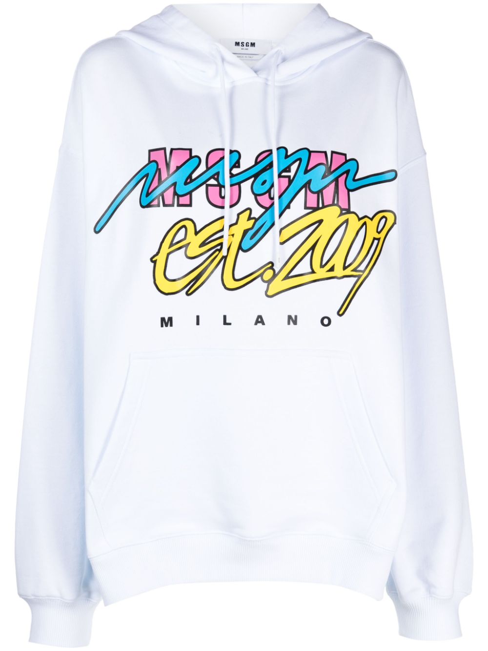 MSGM logo-print cotton hoodie - Blue von MSGM