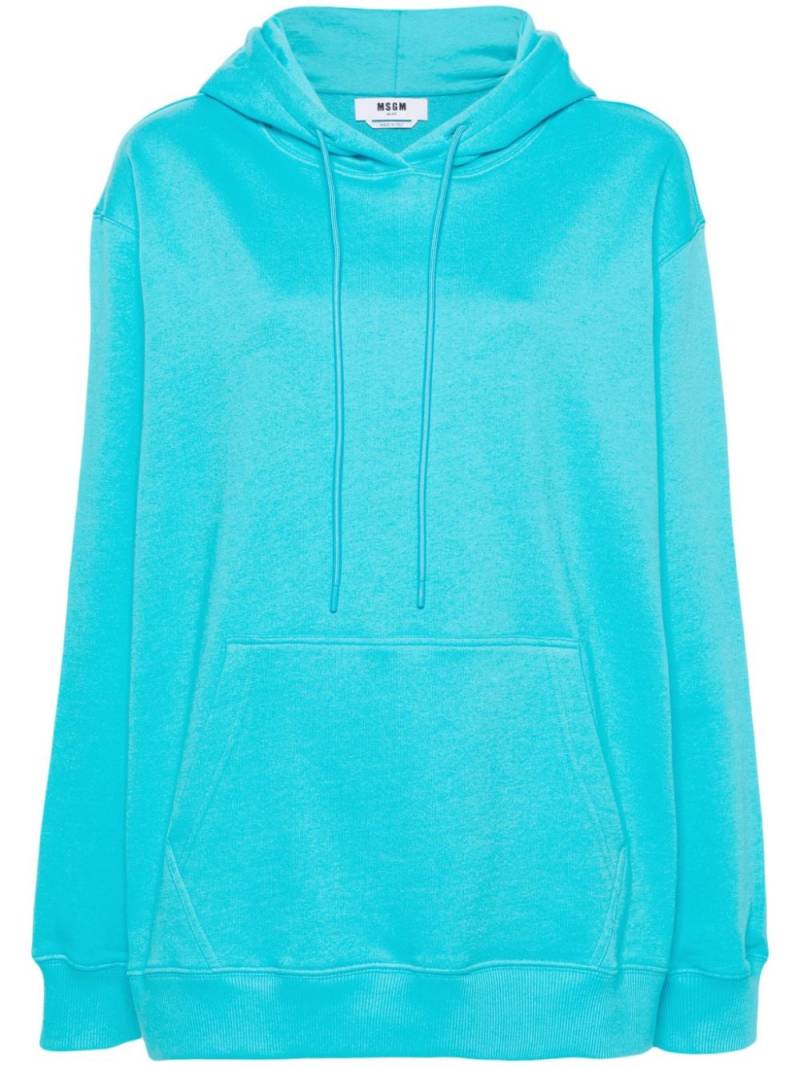 MSGM logo-print cotton hoodie - Blue von MSGM