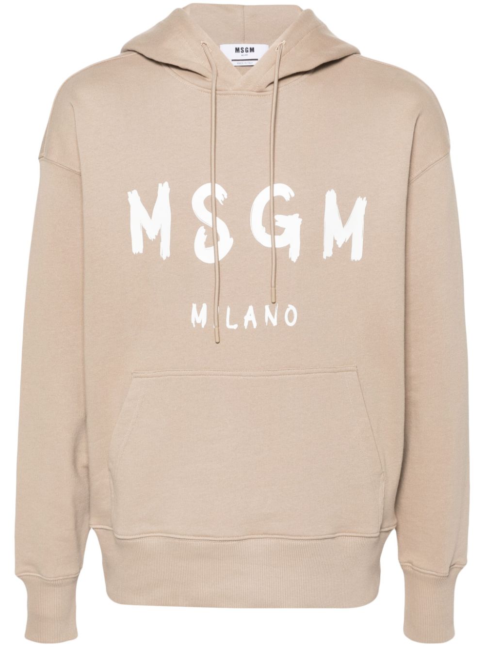 MSGM logo-print cotton hoodie - Neutrals von MSGM