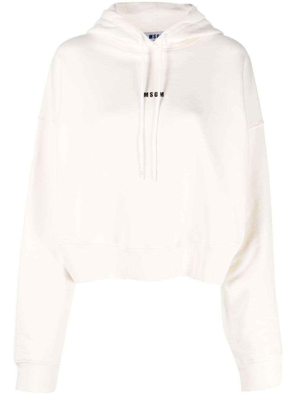 MSGM logo-print cotton hoodie - Neutrals von MSGM