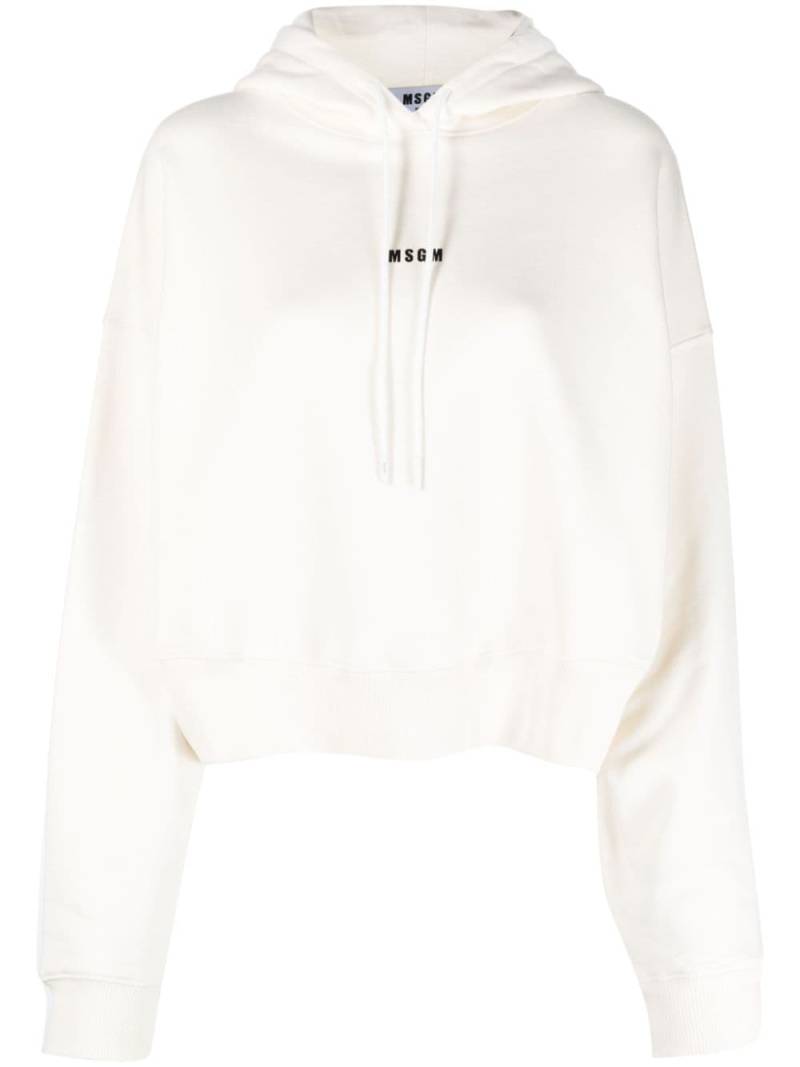 MSGM logo-print cotton hoodie - Neutrals von MSGM