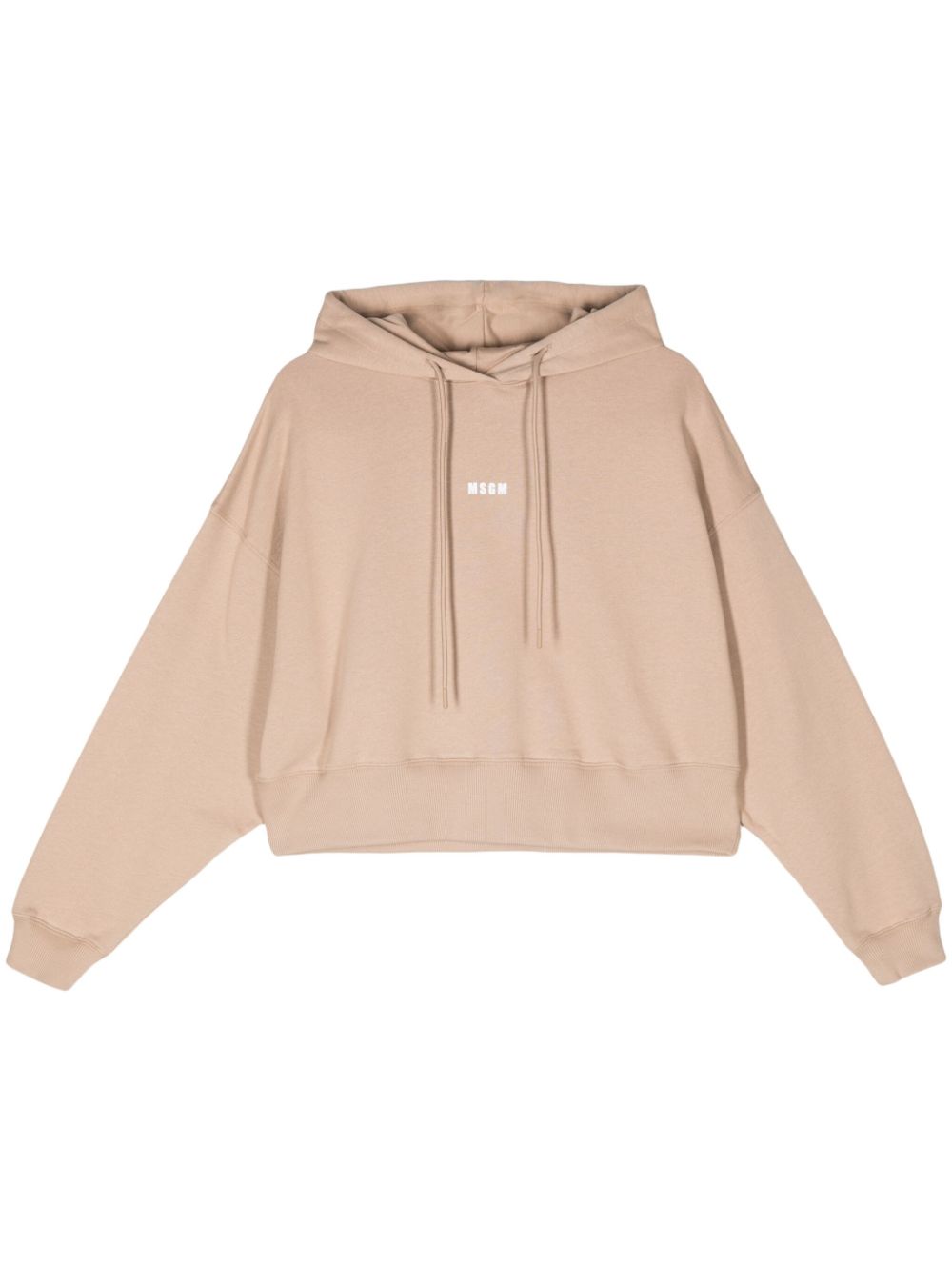 MSGM logo-print cotton hoodie - Neutrals von MSGM