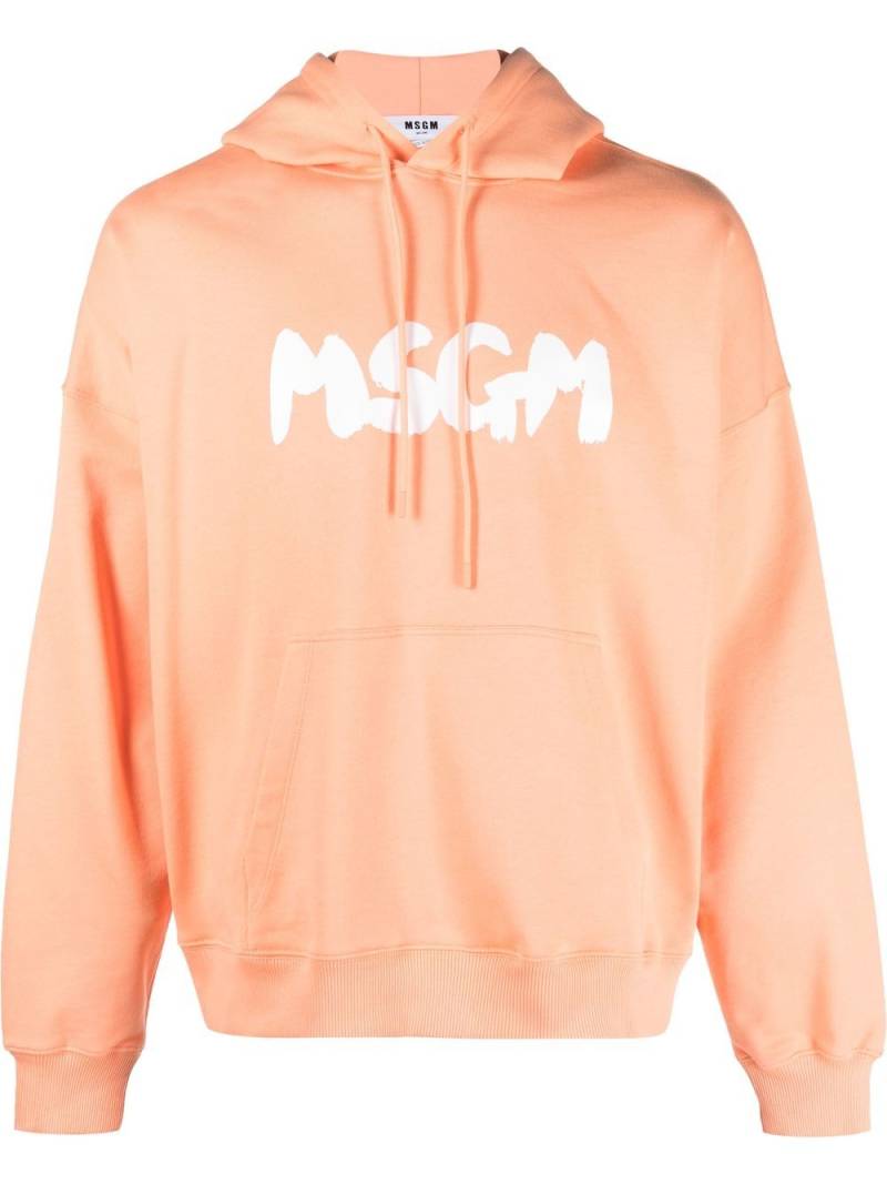 MSGM logo-print cotton hoodie - Orange von MSGM
