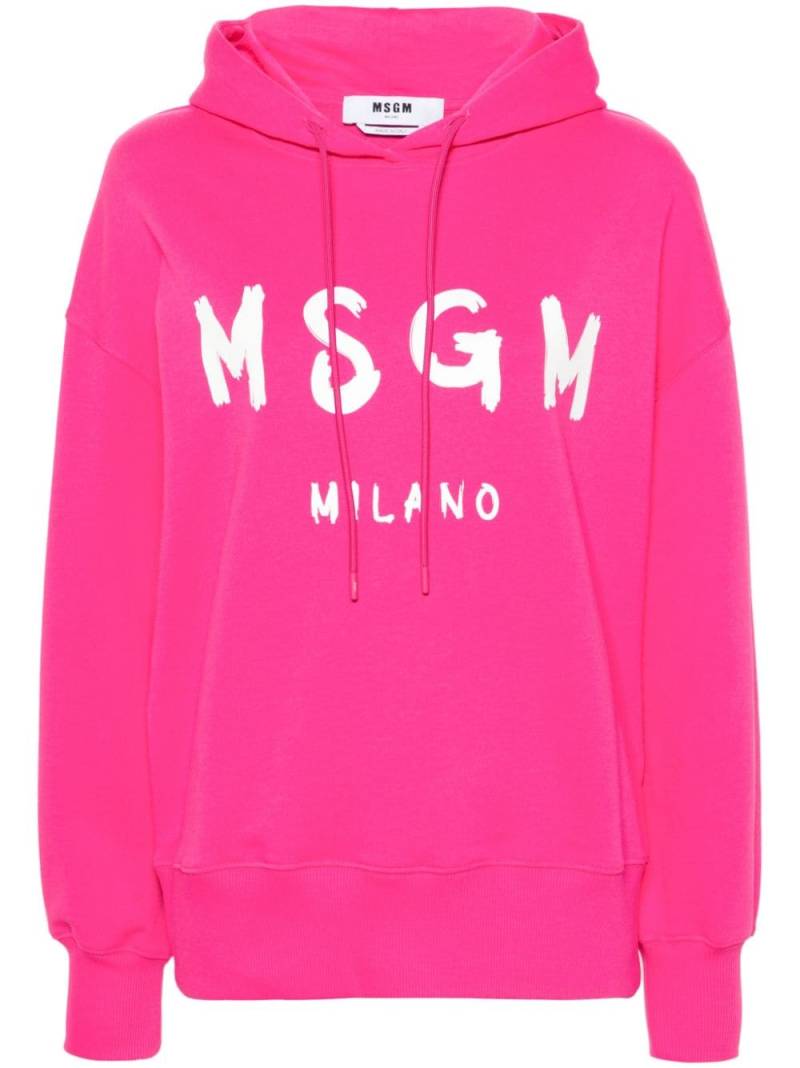 MSGM logo-print cotton hoodie - Pink von MSGM