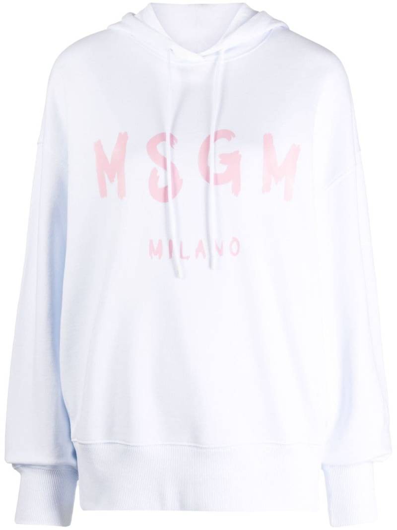 MSGM logo-print cotton jersey hoodie - White von MSGM