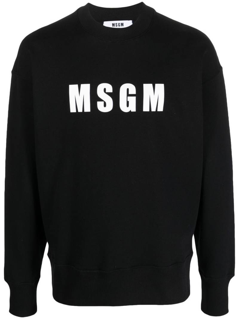 MSGM logo-print cotton sweatshirt - Black von MSGM