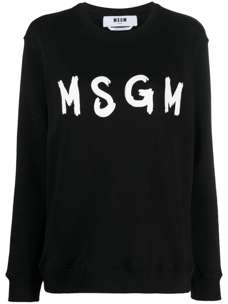 MSGM logo-print cotton sweatshirt - Black von MSGM