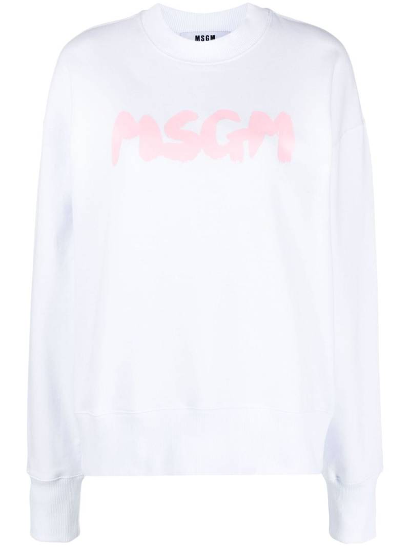 MSGM logo-print cotton sweatshirt - White von MSGM