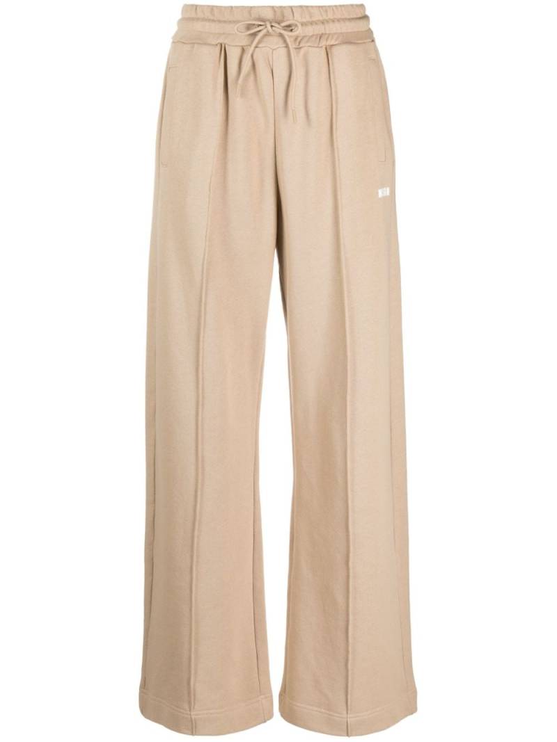 MSGM logo-print cotton track pants - Neutrals von MSGM