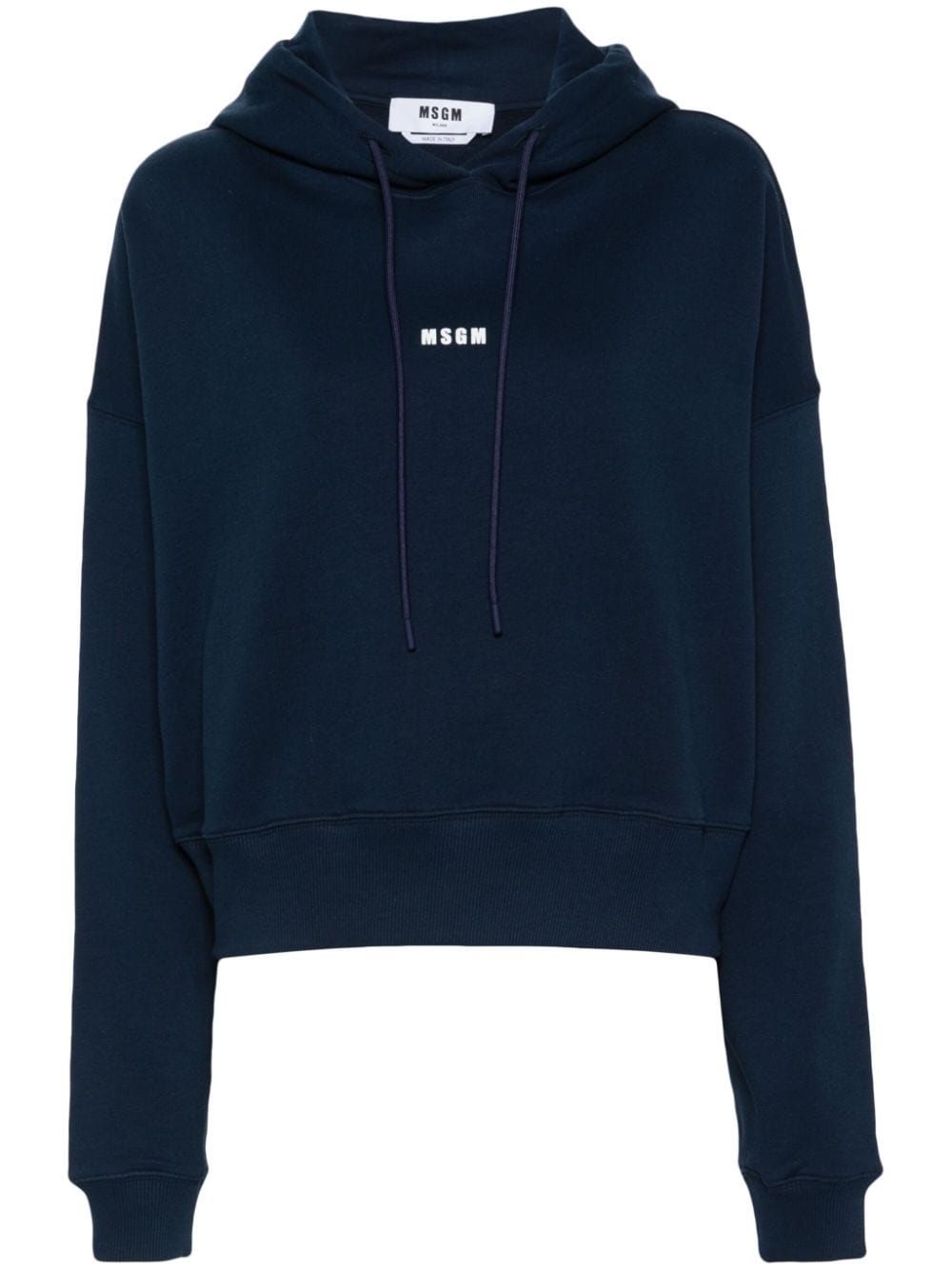 MSGM logo-print cropped hoodie - Blue von MSGM