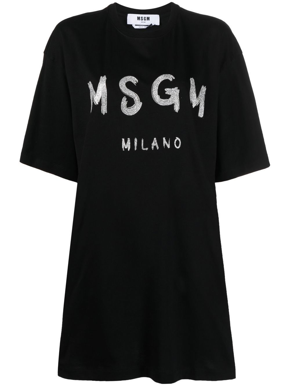 MSGM logo-print glitter T-shirt dress - Black von MSGM