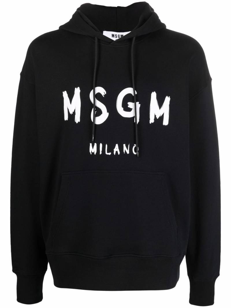 MSGM logo print hoodie - Black von MSGM