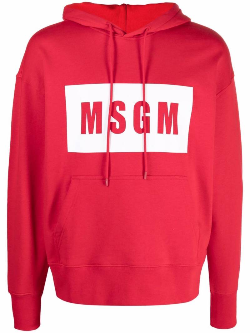 MSGM logo-print hoodie - Red von MSGM