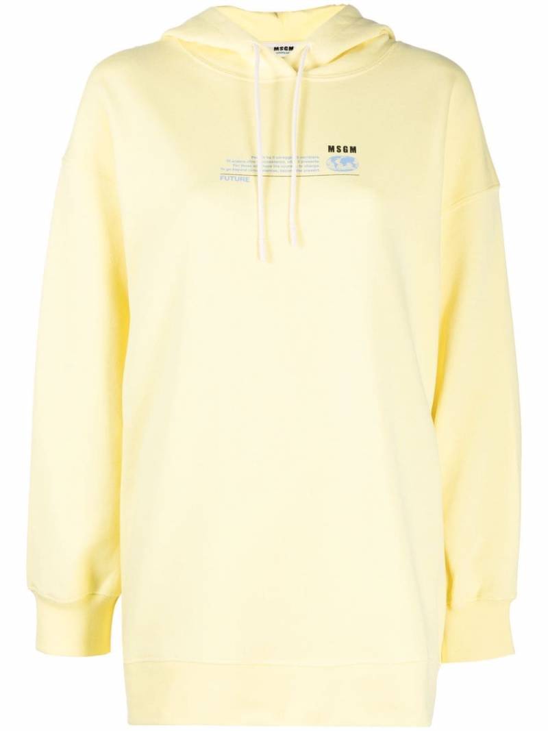 MSGM logo-print organic cotton hoodie - Yellow von MSGM