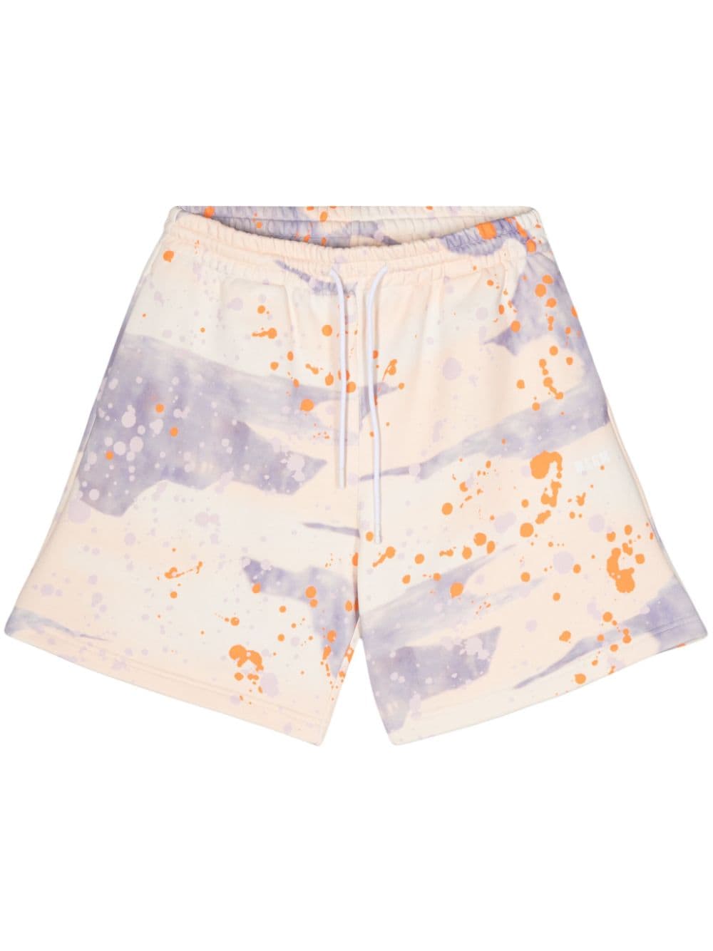 MSGM logo-print paint splatter-detail track shorts - Neutrals von MSGM