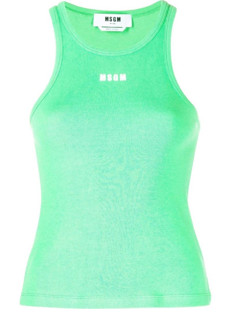 MSGM logo-print round neck vest - Green von MSGM