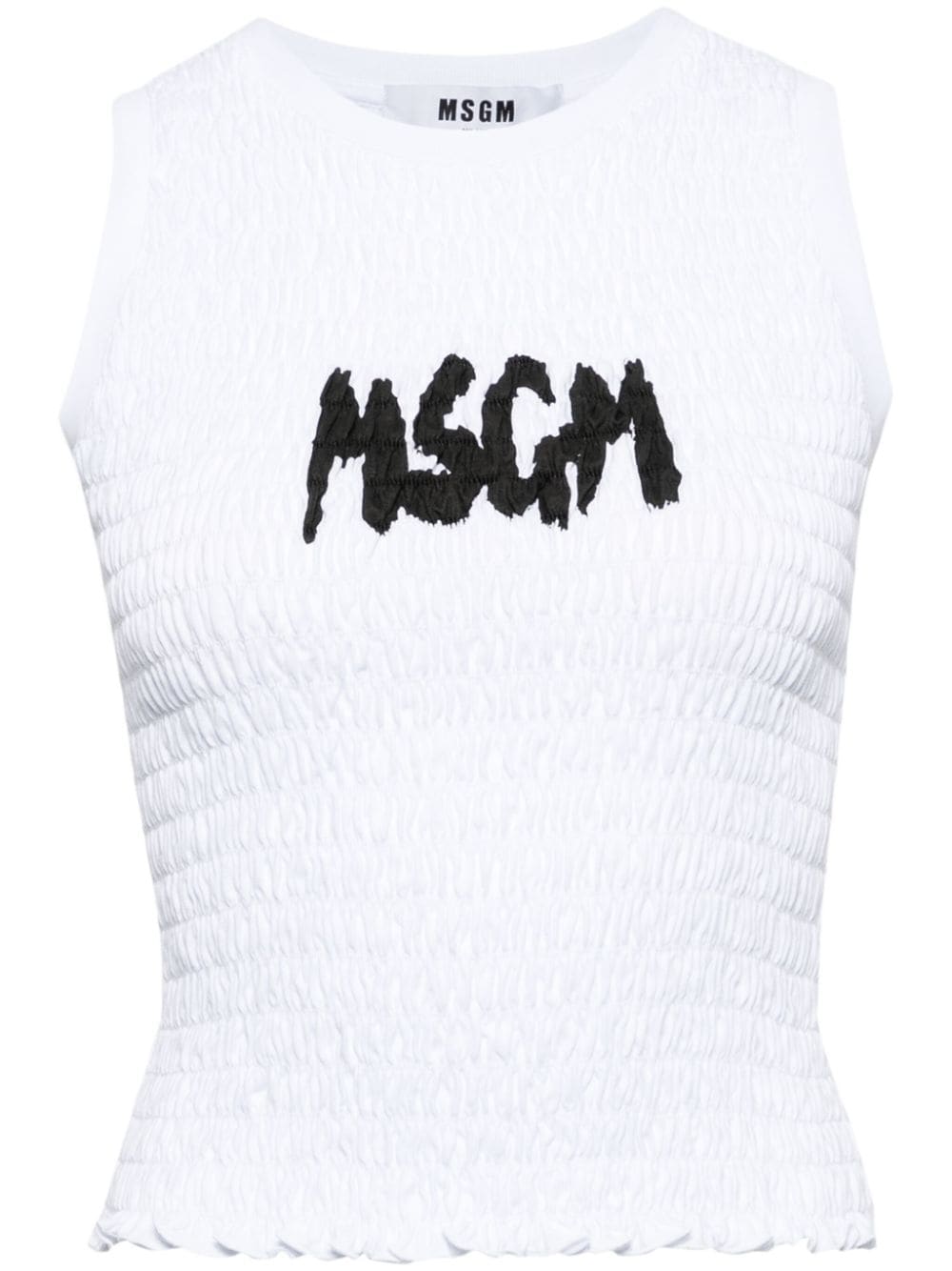 MSGM logo-print smocked cotton top - White von MSGM