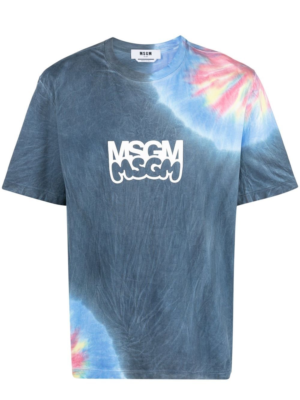 MSGM logo-print tie-dye T-shirt - Blue von MSGM