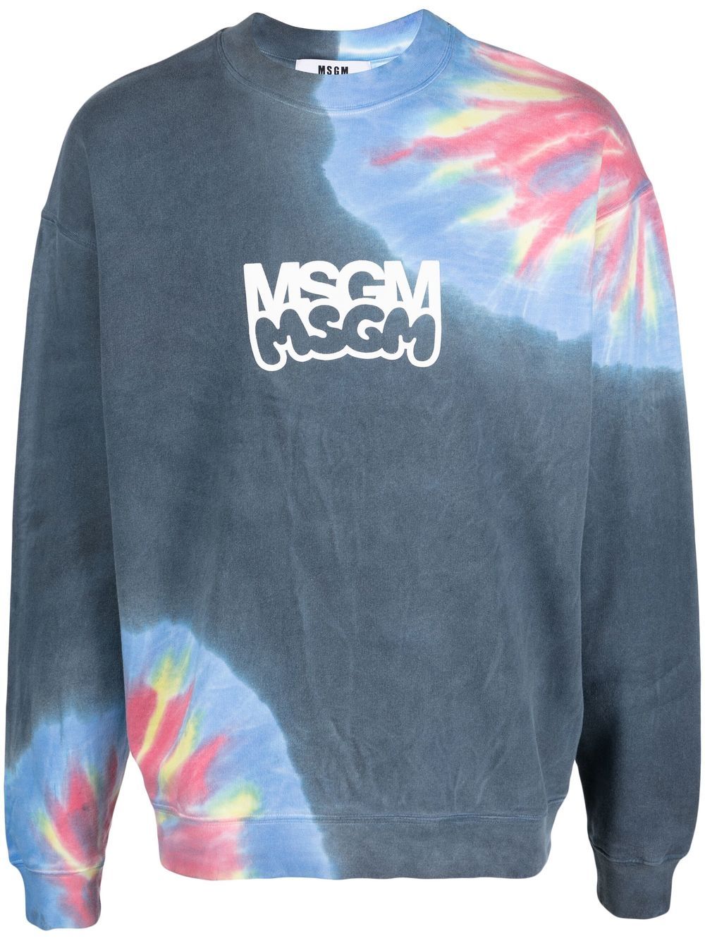 MSGM logo-print tie-dye sweatshirt - Blue von MSGM