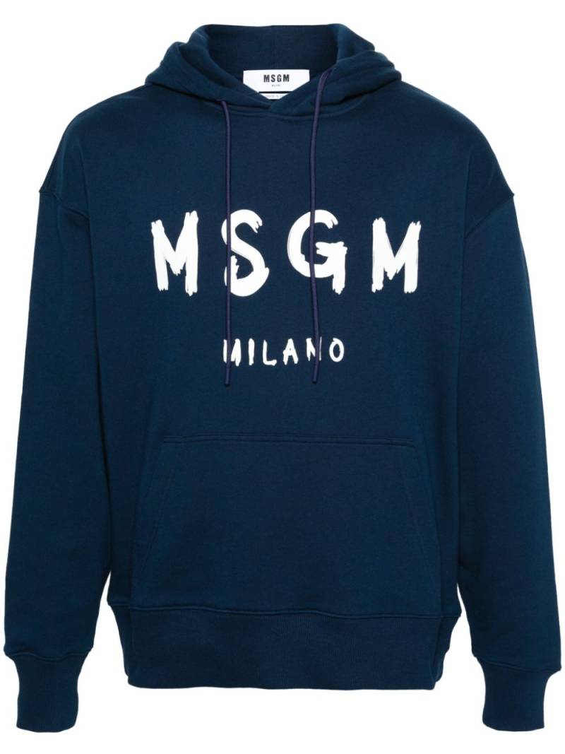 MSGM logo-printed cotton hoodie - Blue von MSGM