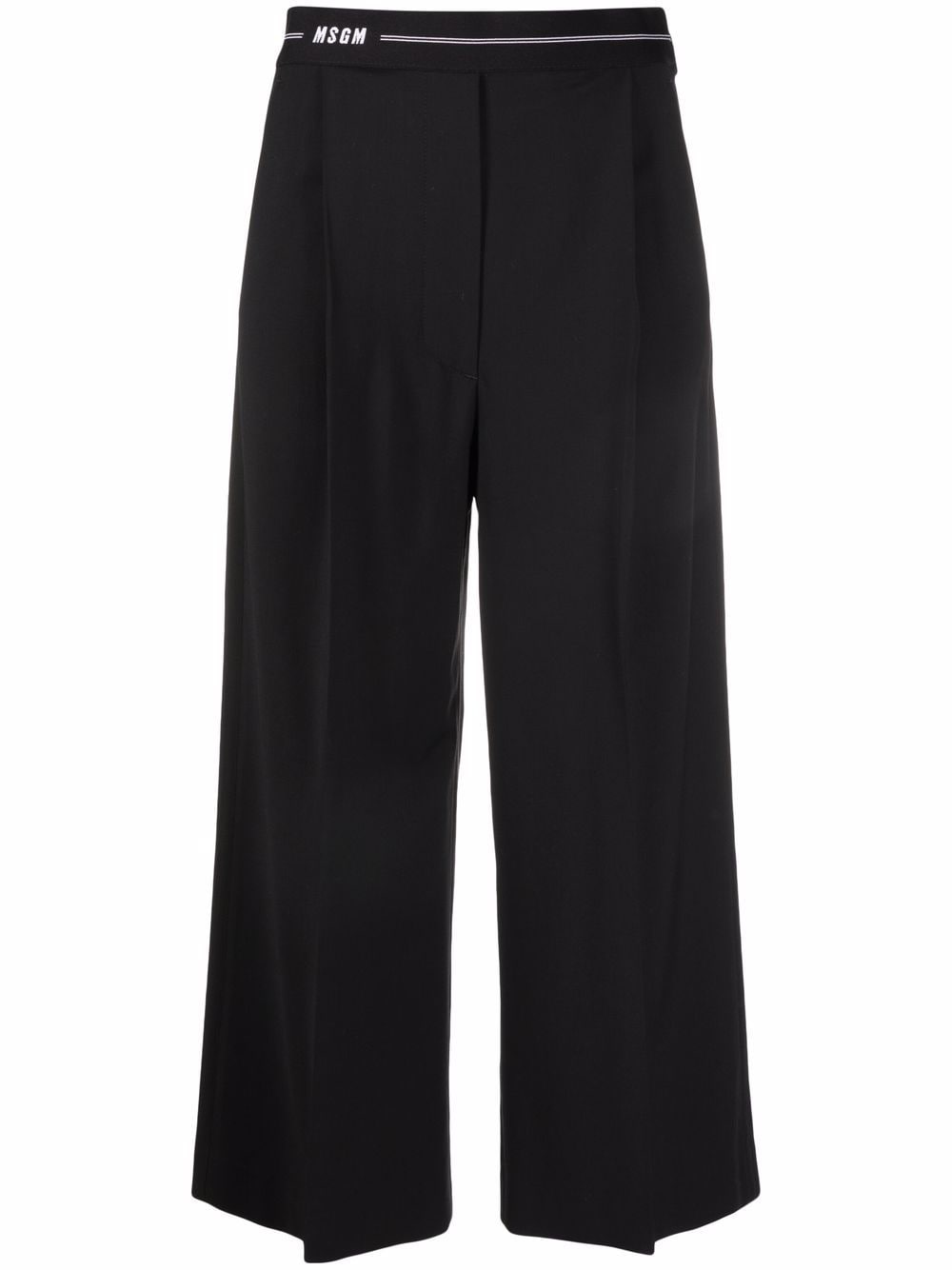 MSGM logo waistband cropped trousers - Black von MSGM