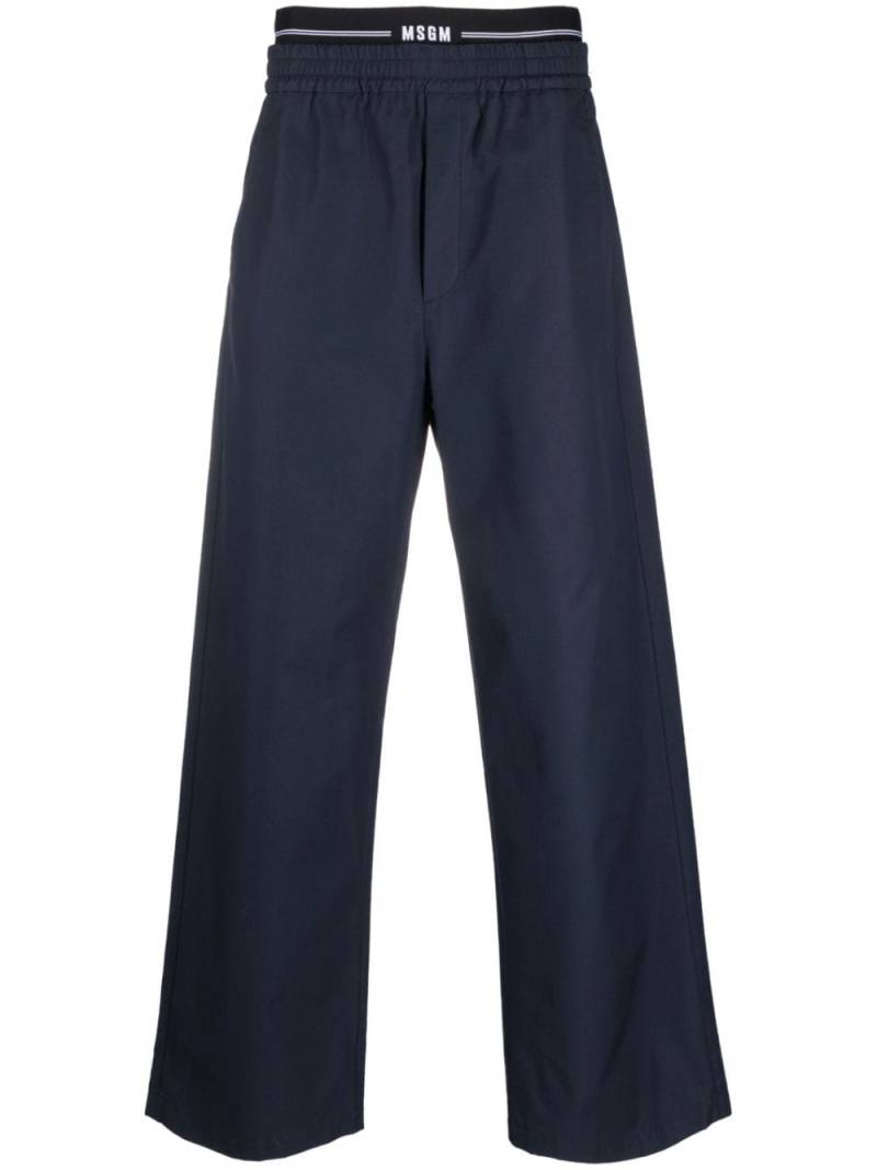 MSGM logo-waistband straight-leg trousers - Blue von MSGM