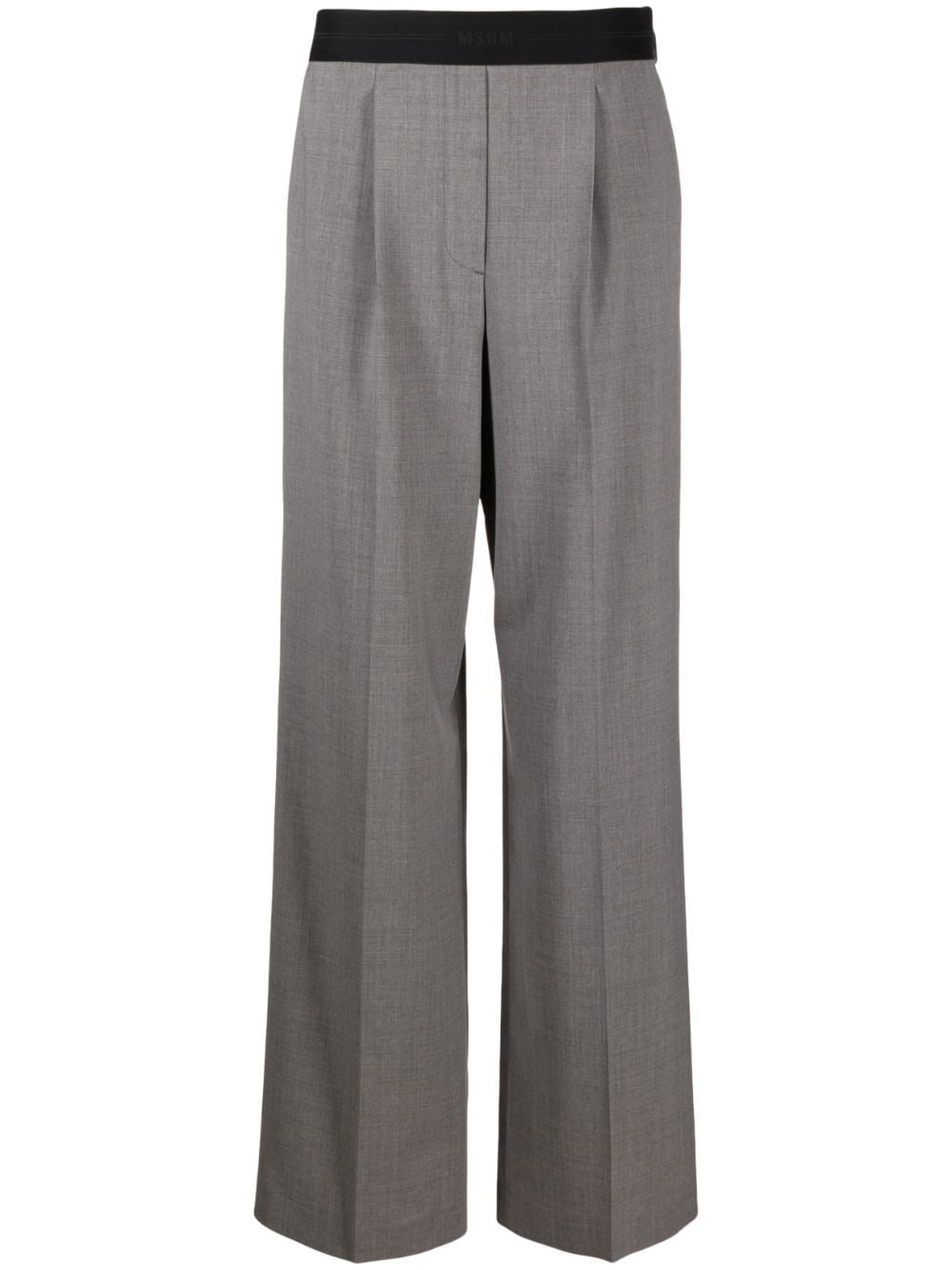 MSGM logo-waistband straight-leg trousers - Grey von MSGM