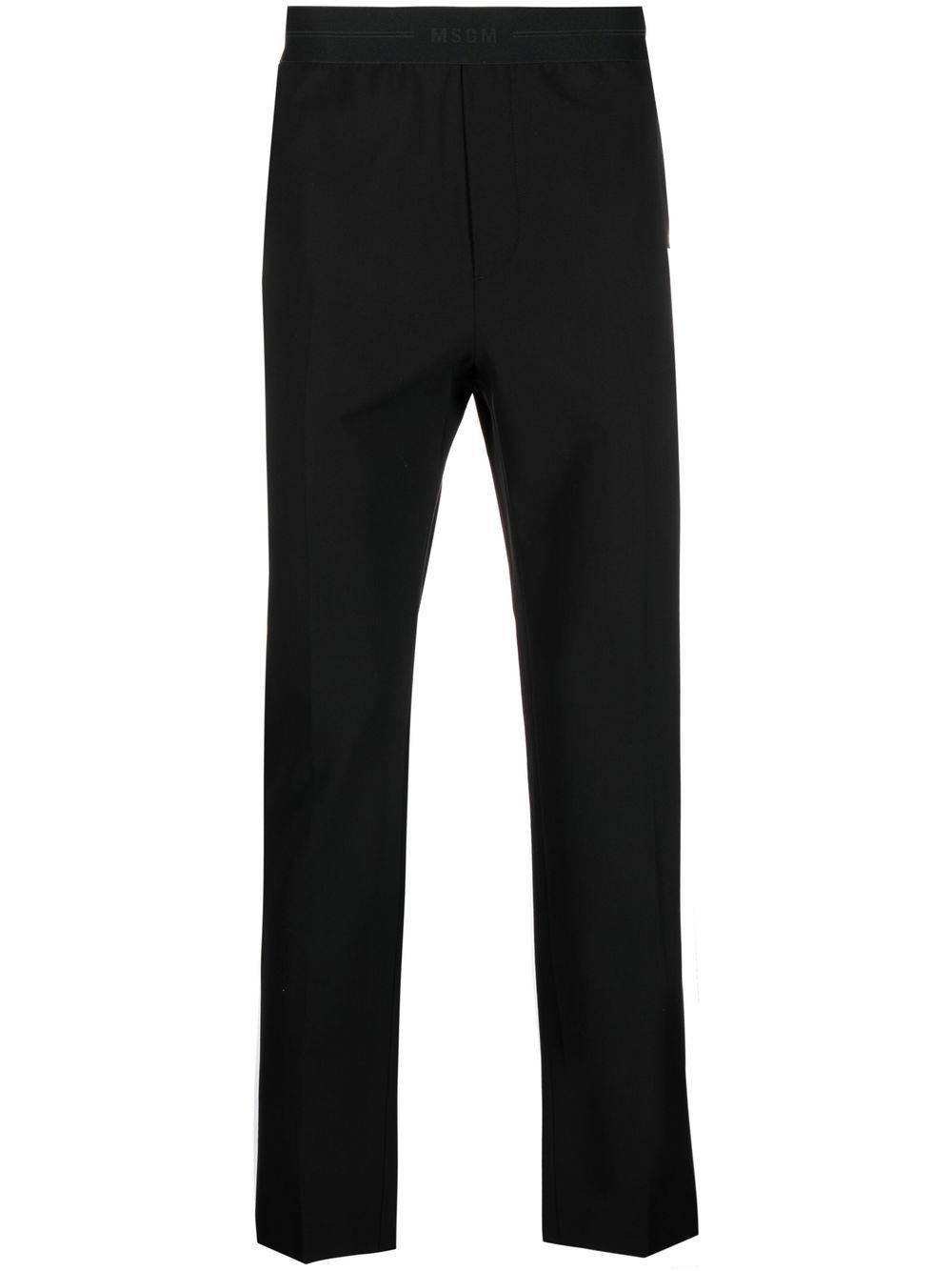 MSGM logo-waistband tapered trousers - Black von MSGM