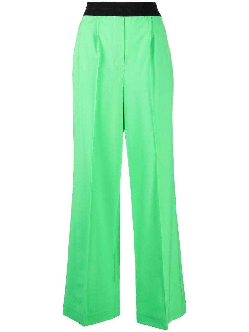 MSGM logo-waistband wide-leg trousers - Green von MSGM