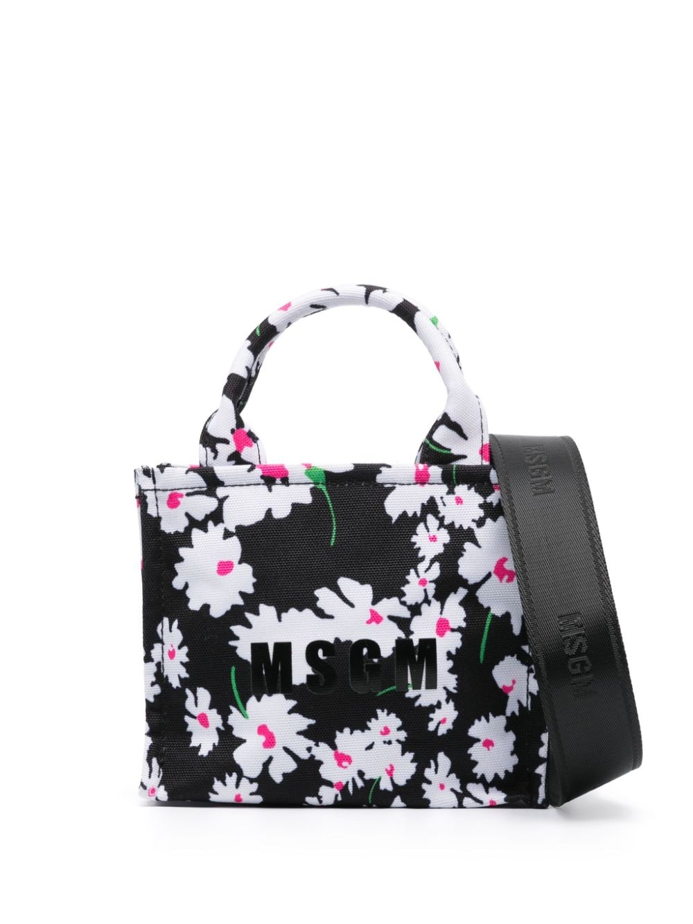 MSGM mini floral-print tote bag - Black von MSGM