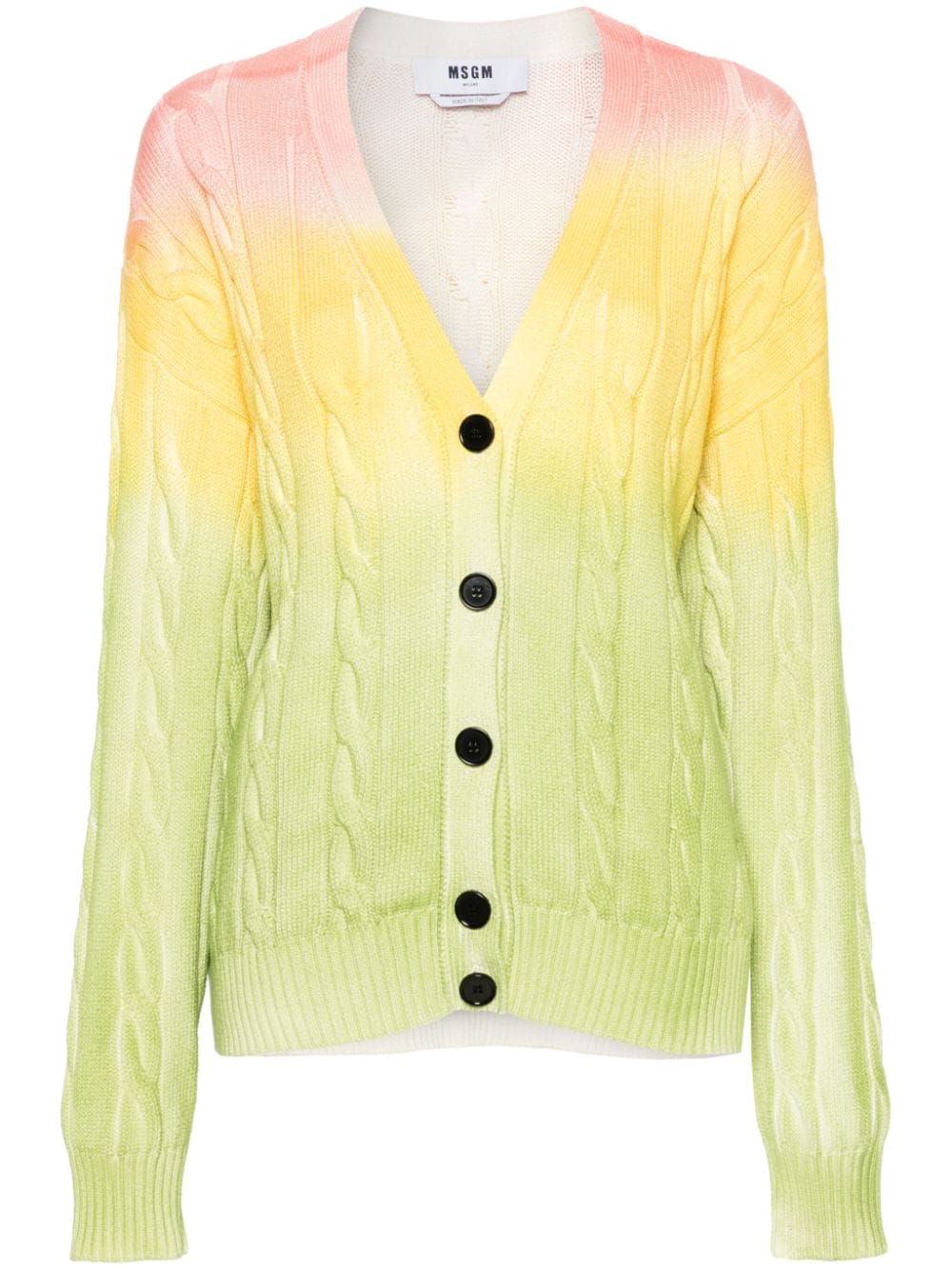 MSGM ombré-effect cable-knit cardigan - Yellow von MSGM