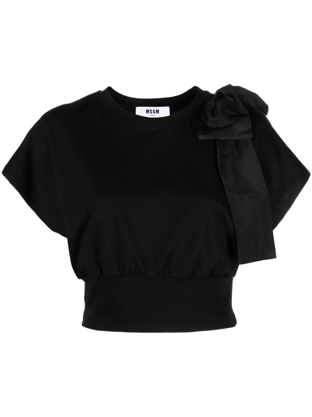 MSGM oversize-bow detail cotton T-shirt - Black von MSGM