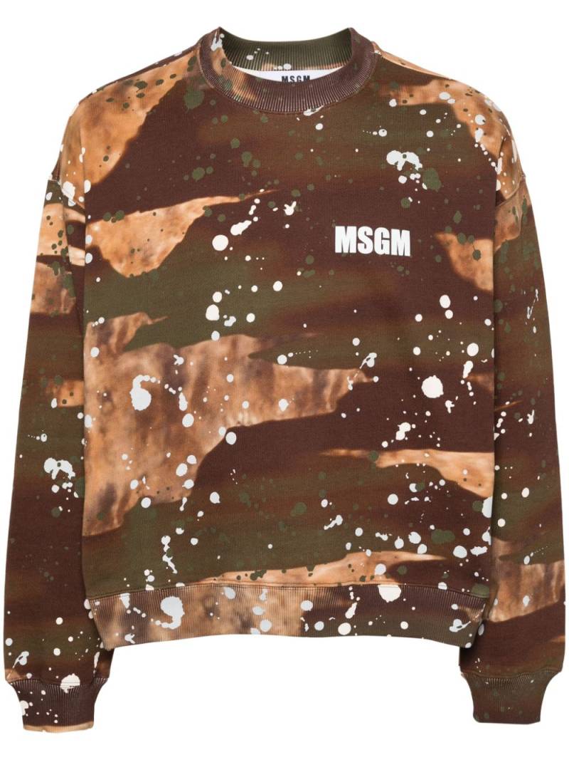 MSGM paint-splatter cotton sweatshirt - Brown von MSGM
