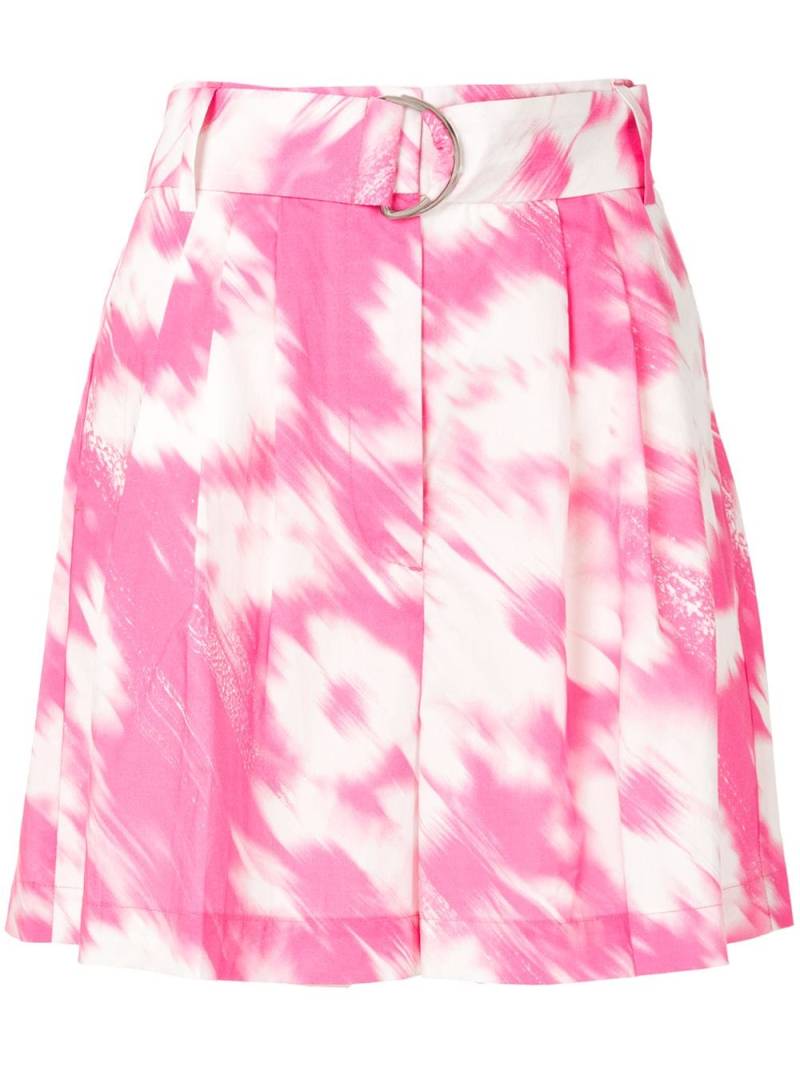 MSGM painterly-print belted shorts - Pink von MSGM