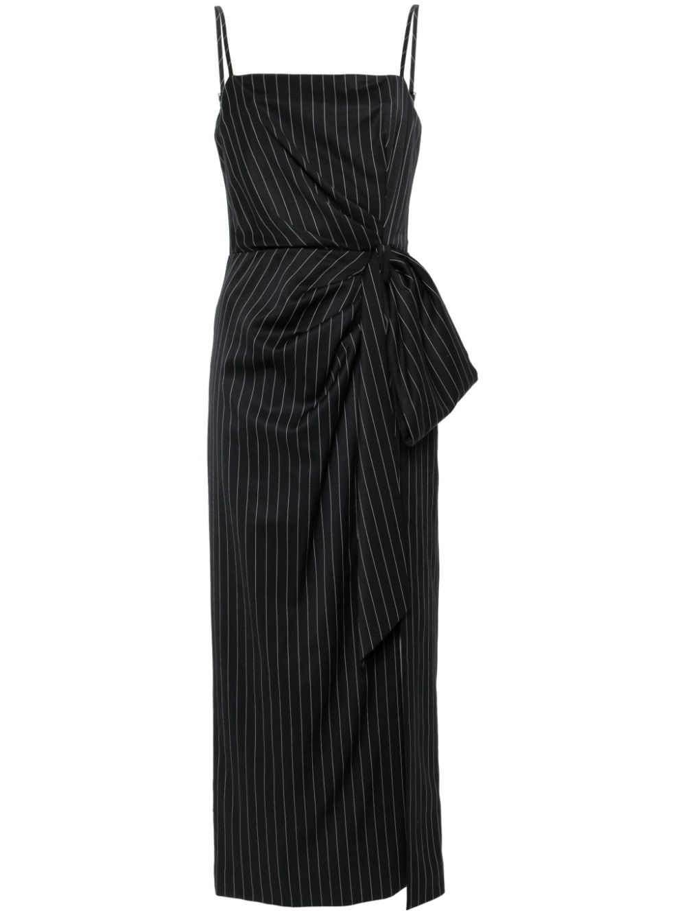 MSGM pinstripe knotted-waist midi dress - Blue von MSGM