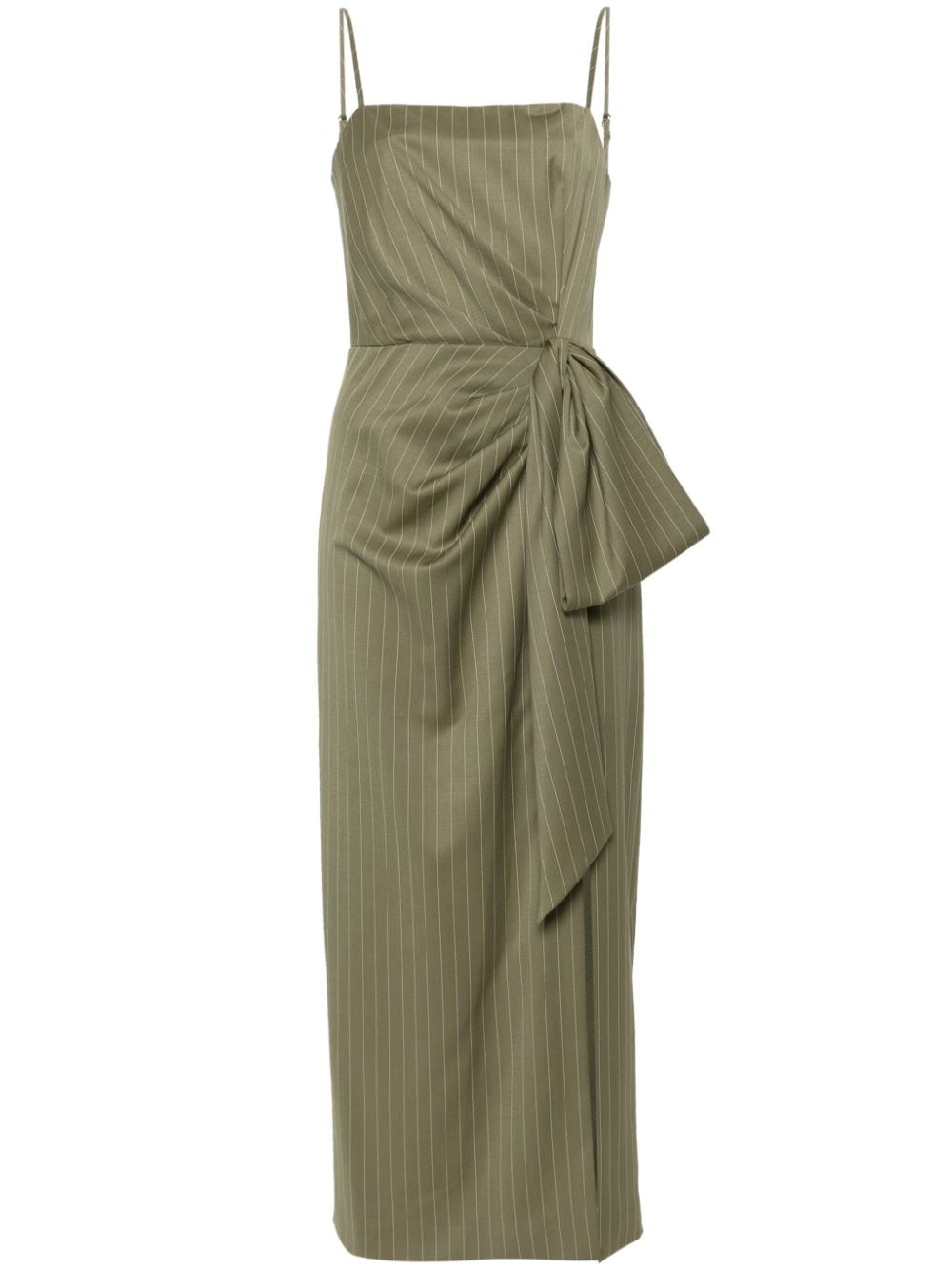 MSGM pinstripe knotted-waist midi dress - Green von MSGM