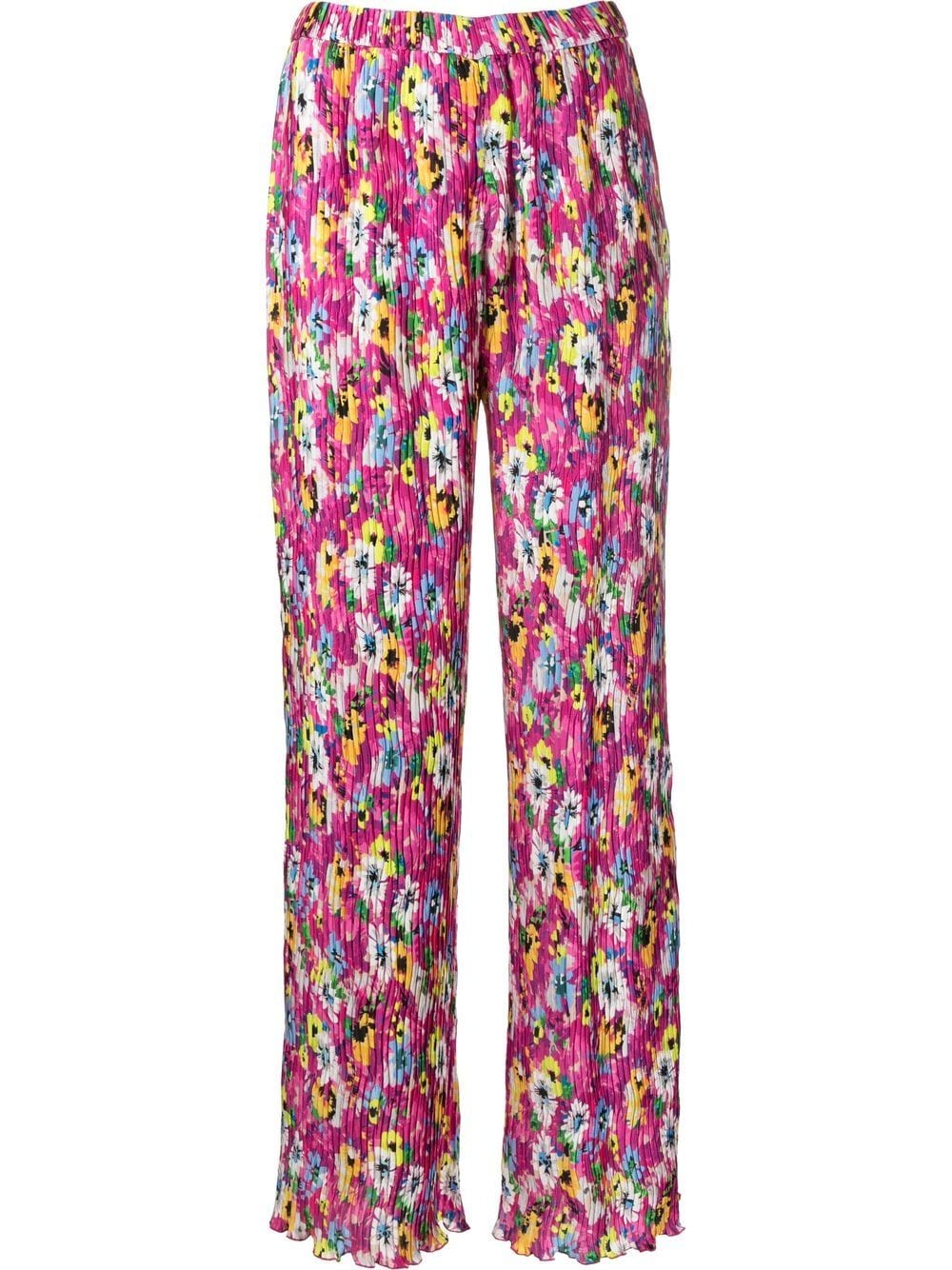 MSGM pleated floral-print trousers - Pink von MSGM