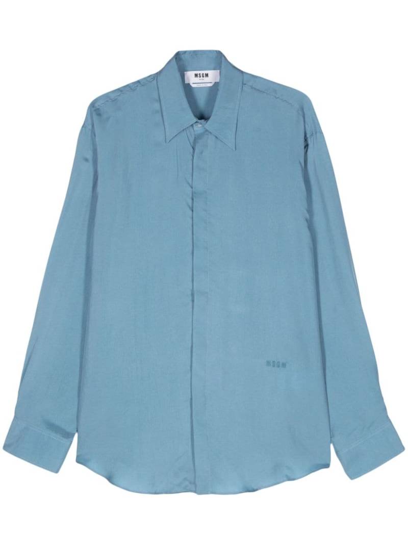 MSGM pointed-collar satin shirt - Blue von MSGM