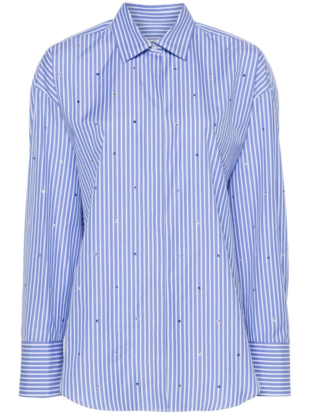 MSGM rhinestone-embellished striped shirt - Blue von MSGM