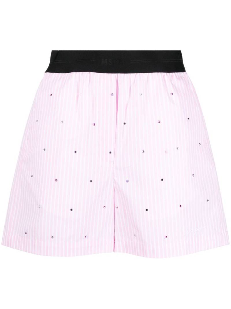 MSGM rhinestone-embellished striped shorts - Pink von MSGM